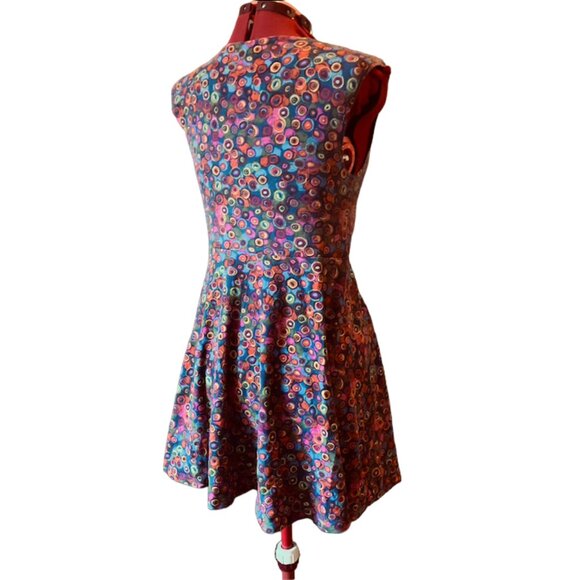 G:21 Cotton multicolor circles patterns short dress Diagonal cap sleeves - large - Picture 4 of 7